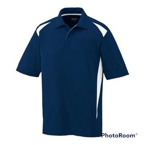 Augusta Sportswear Mens mesh ventilated blue & white golf Polo | Medium
